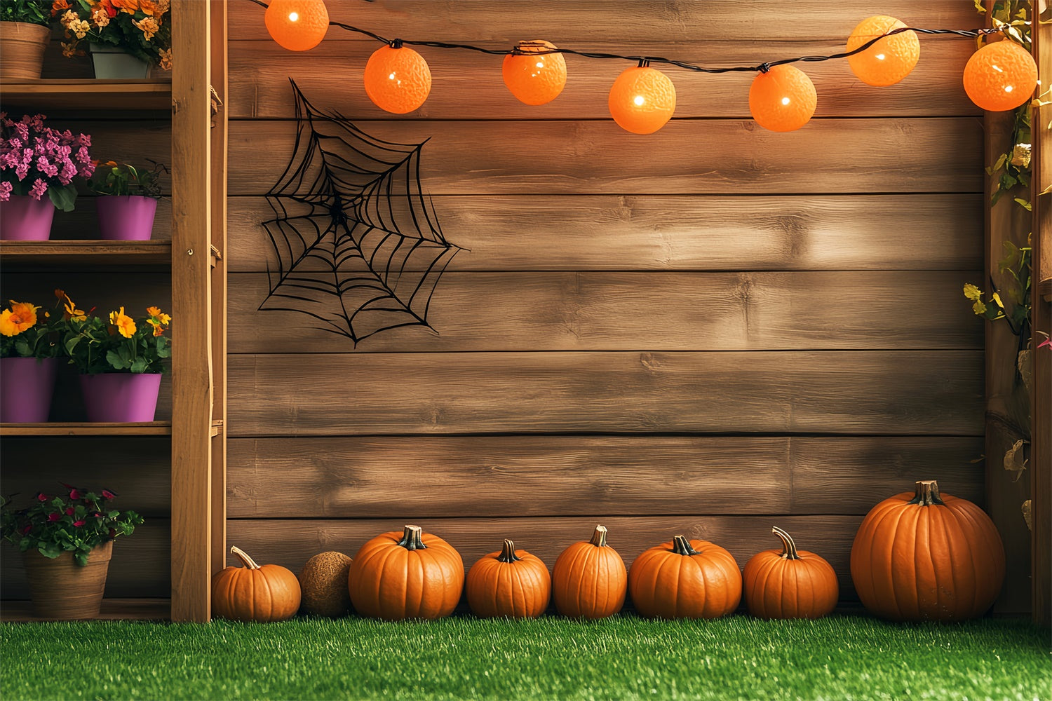 Backdrop For Thanksgiving Spider String Light Porch Backdrop LXX57-326