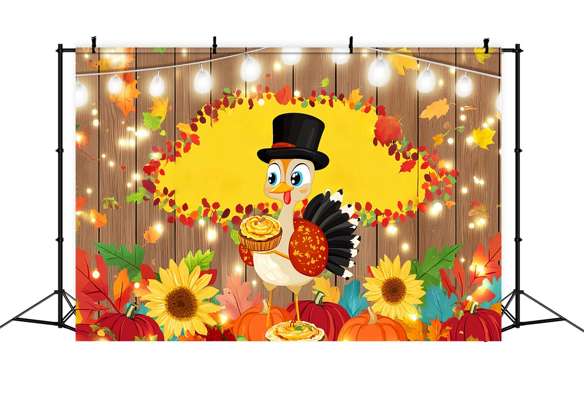 Happy Thanksgiving Backdrop Sunflower Turkey Cheer Backdrop LXX57-335