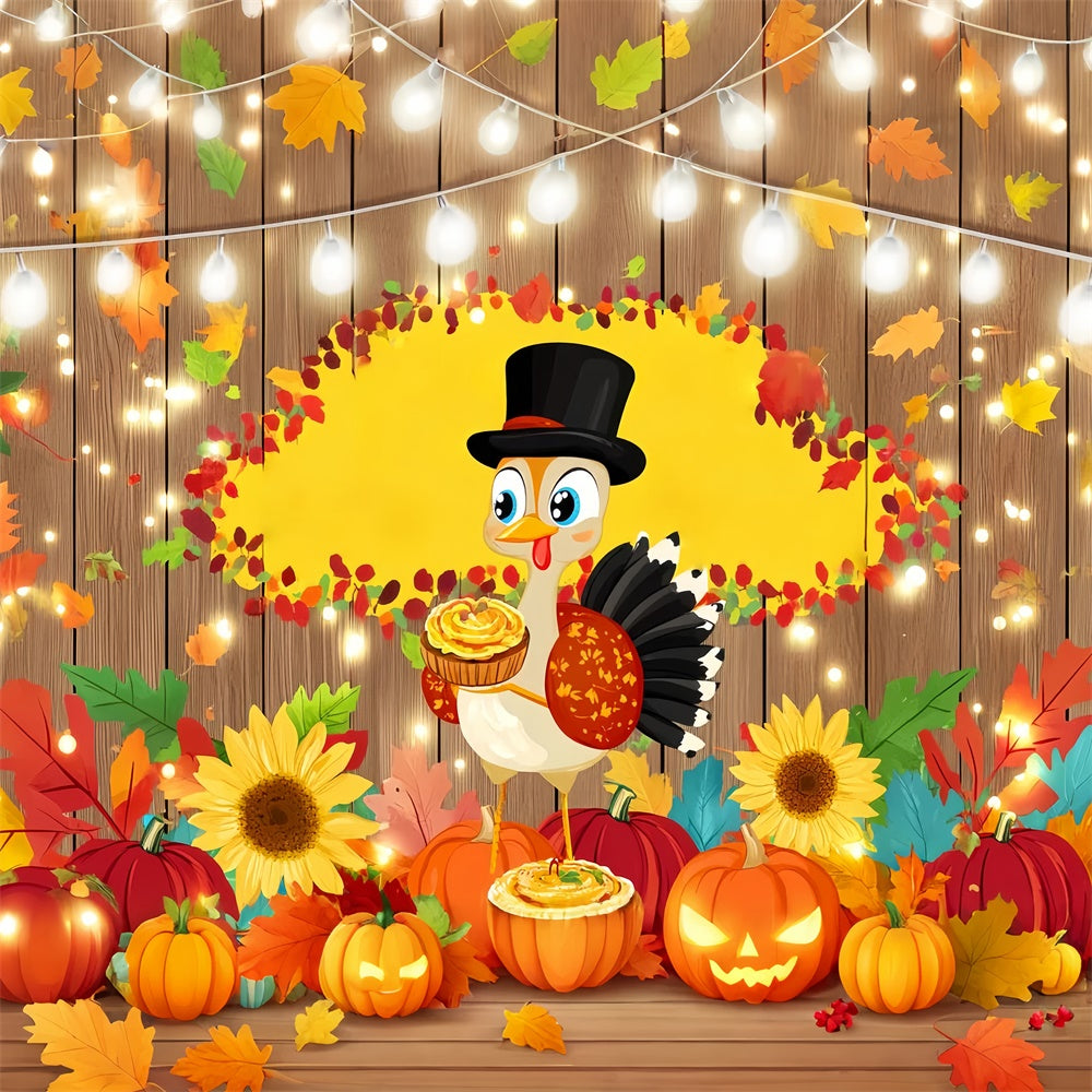 Happy Thanksgiving Backdrop Sunflower Turkey Cheer Backdrop LXX57-335