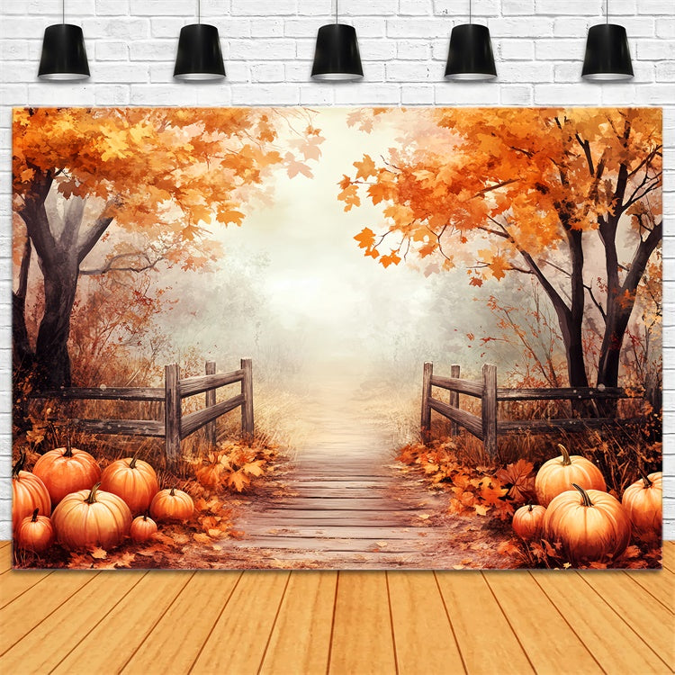 Thanksgiving Backdrops Misty Maple Forest Trail Backdrop LXX57-336