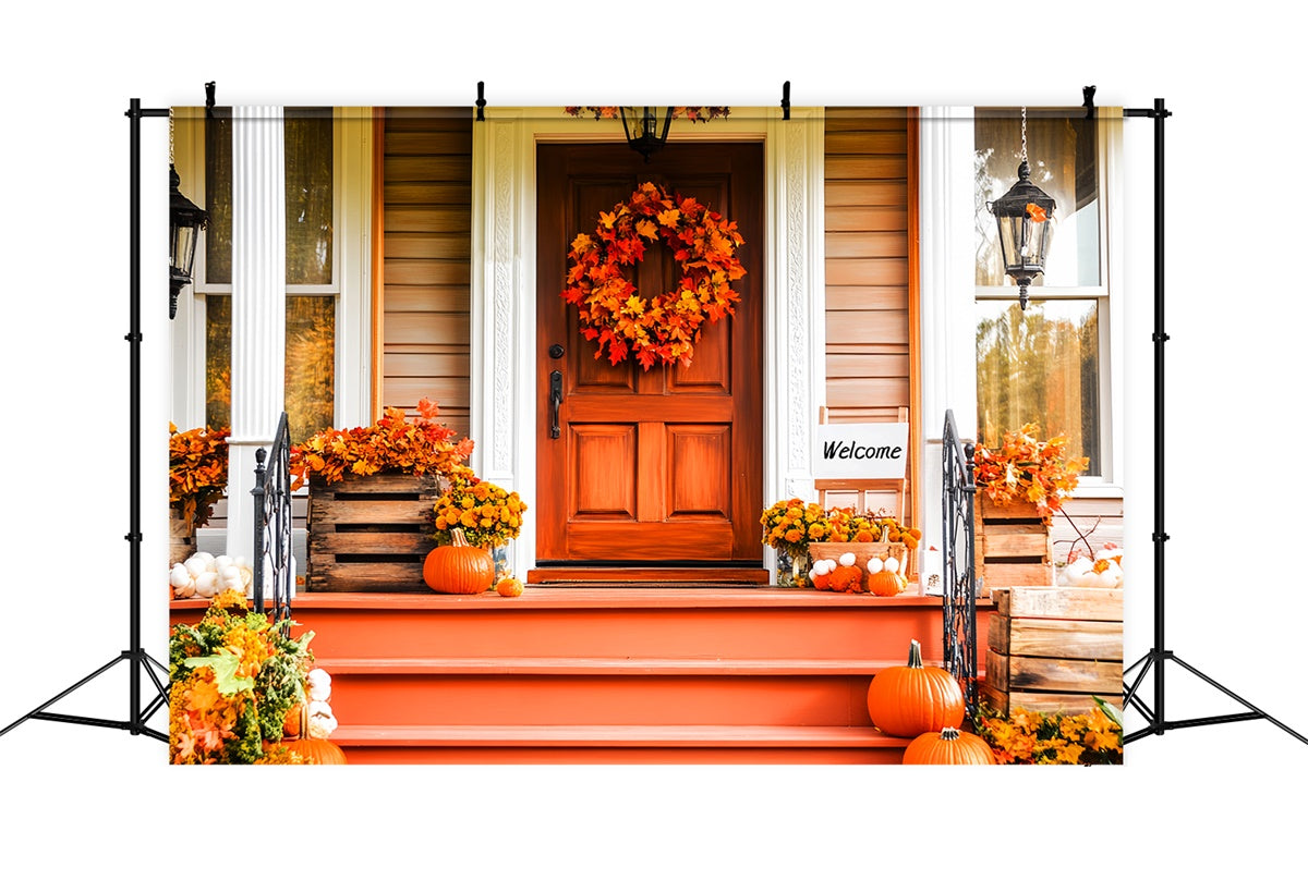 Thanksgiving Backdrop Ideas Maple Wreath Entryway Backdrop LXX57-339