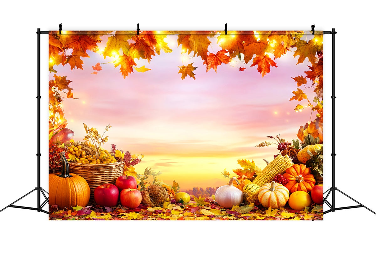 Thanksgiving Day Backdrop Apple Corn Sunset Photo Backdrop LXX57-340