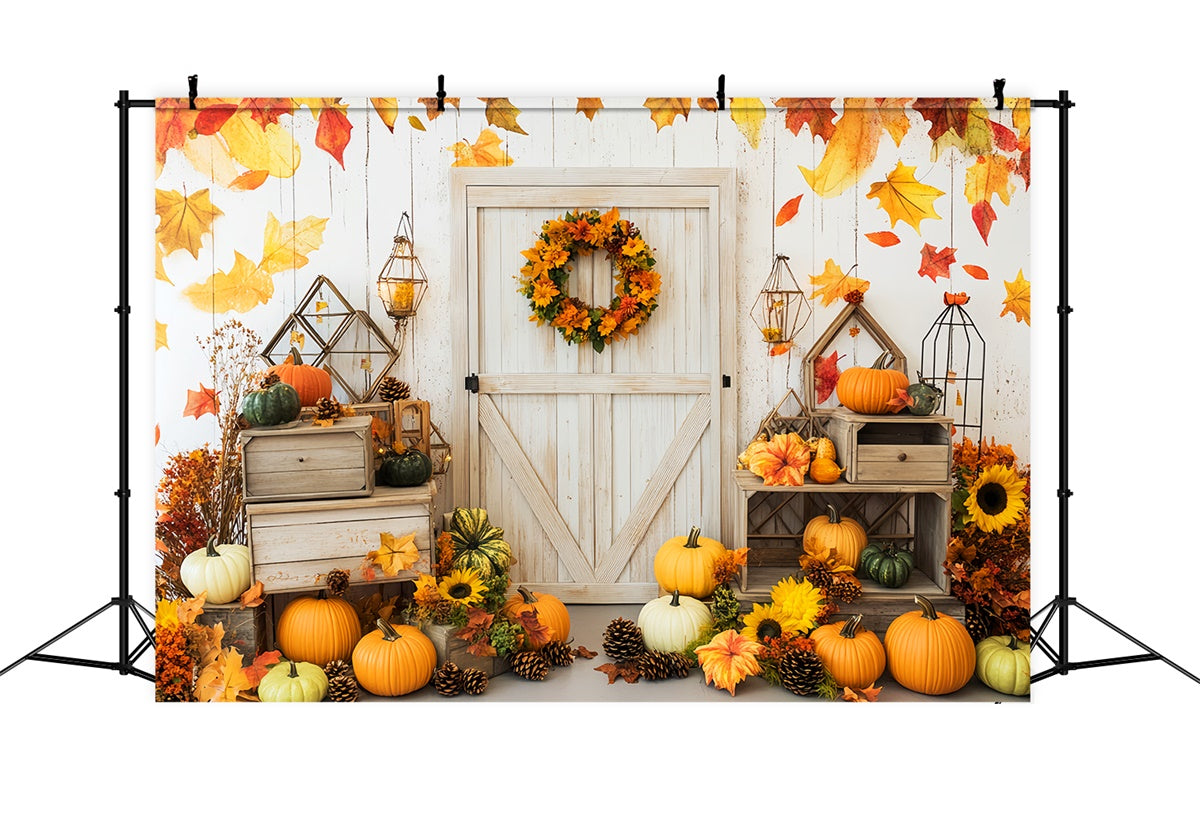 Backdrop For Thanksgiving Harvest Welcome Barn Door Backdrop LXX57-344