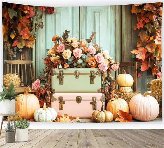 Thanksgiving Backdrops Vintage Door Harvest Rose Backdrop LXX57-348