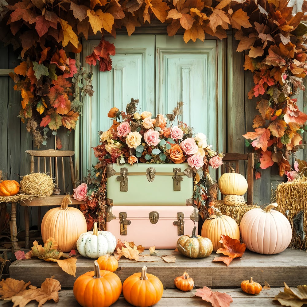 Thanksgiving Backdrops Vintage Door Harvest Rose Backdrop LXX57-348