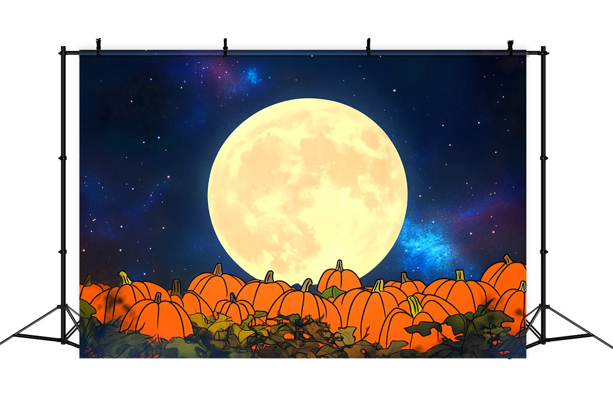 Backdrop For Thanksgiving Full Moon Pumpkin Field Backdrop LXX57-351