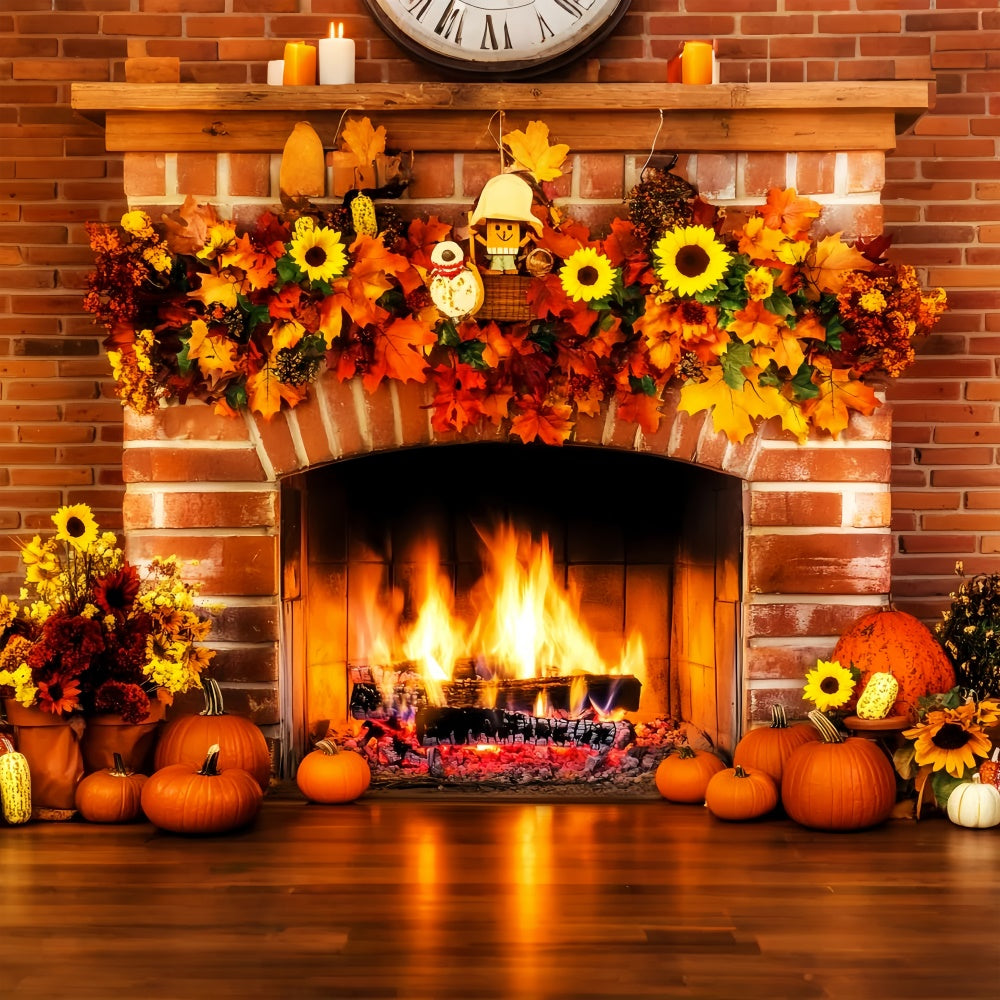 Thanksgiving Backdrop Ideas Cozy Fireplace Harvest Backdrop LXX57-353
