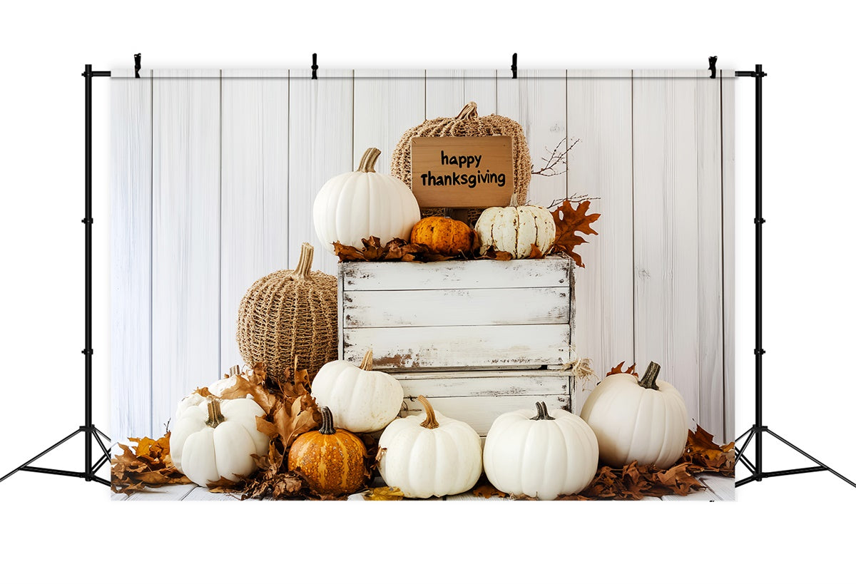Thanksgiving Picture Backdrop White Pumpkin Rustic Backdrop LXX57-369
