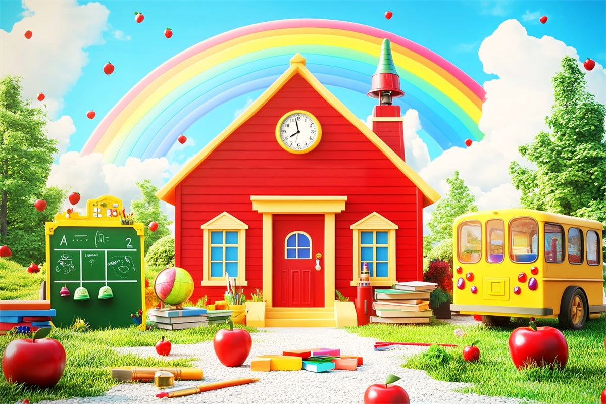 School Photo Backdrop Bright School Rainbow Backdrop LXX57-38