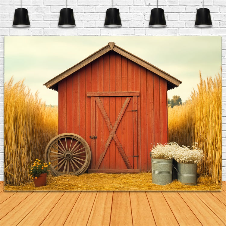 Barn Backdrops Golden Wheatfield Rustic Backdrop LXX57-380