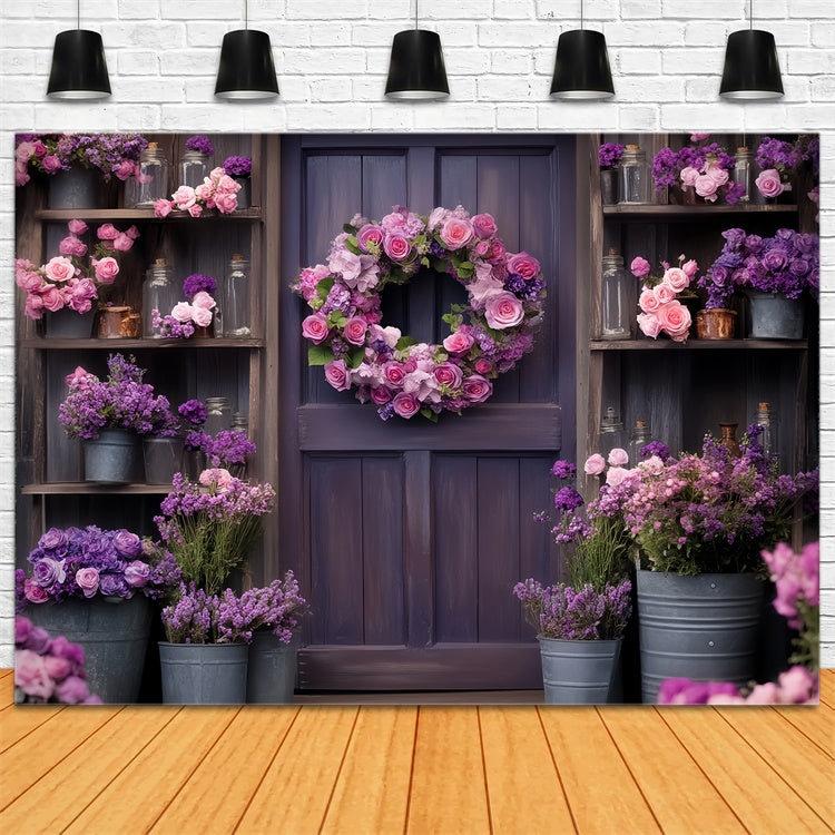 Barn Door Backdrops Purple Bloom Floral Backdrop LXX57-382