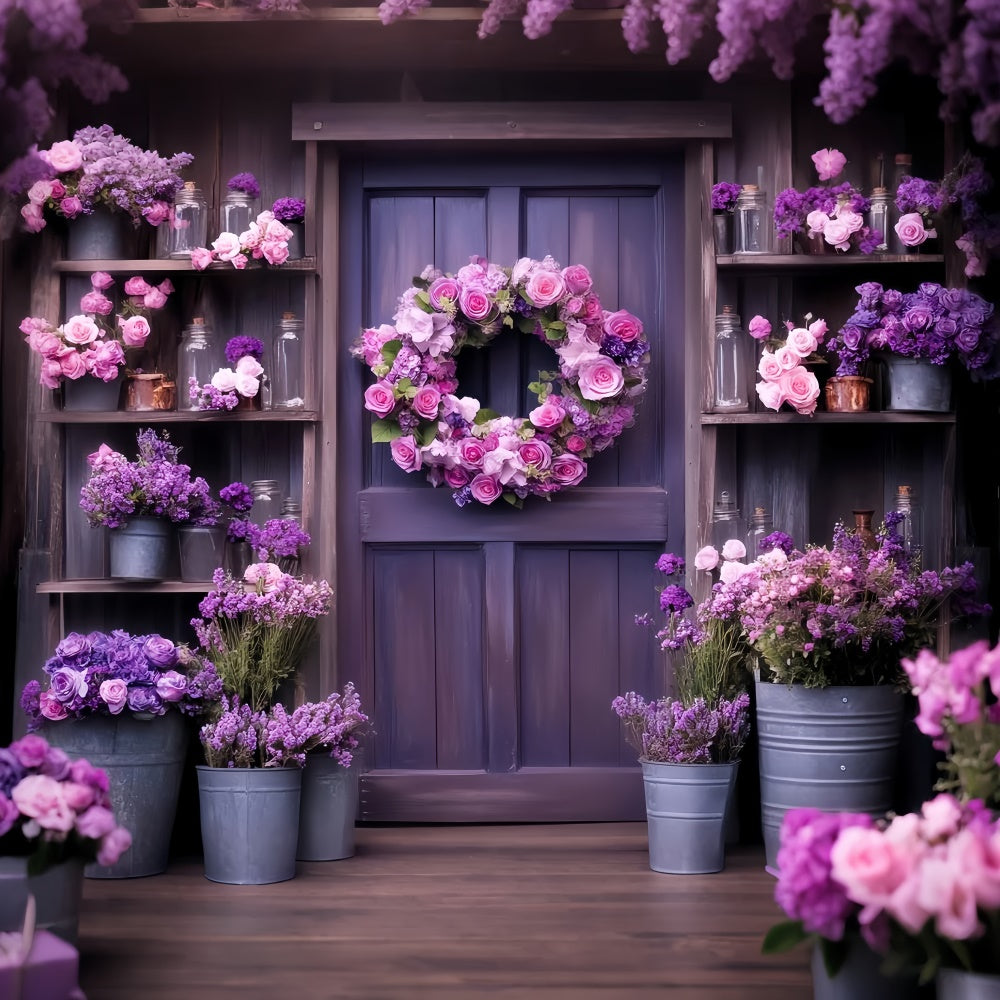 Barn Door Backdrops Purple Bloom Floral Backdrop LXX57-382