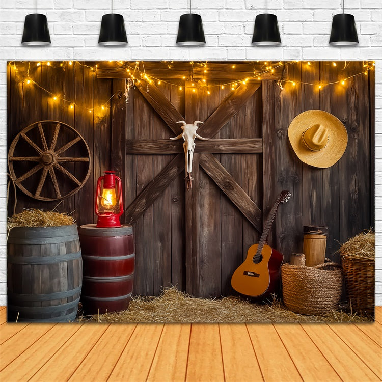 Barn Wood Backdrop Western Barn Glow Backdrop LXX57-384