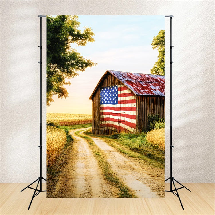 Rustic Barn Backdrop Patriotic Farm Barn Backdrop LXX57-387