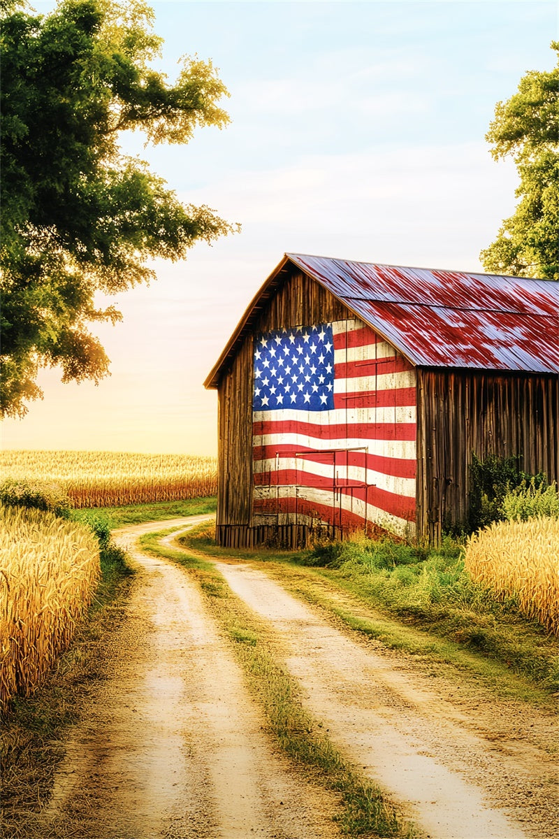 Rustic Barn Backdrop Patriotic Farm Barn Backdrop LXX57-387