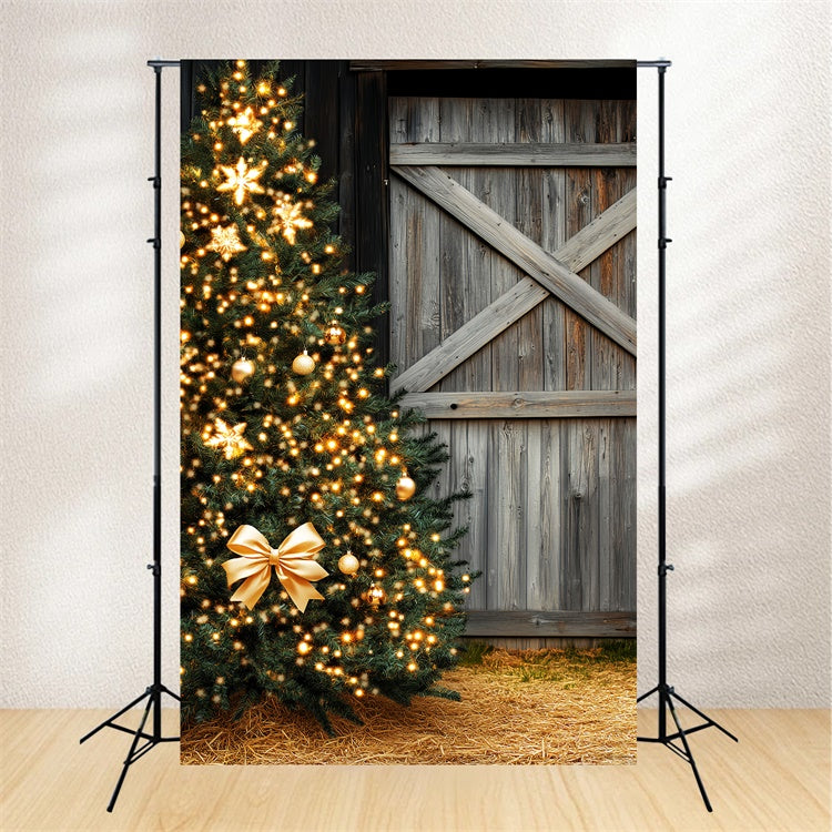Barn Wood Backdrop Golden Glow Christmas Backdrop LXX57-388