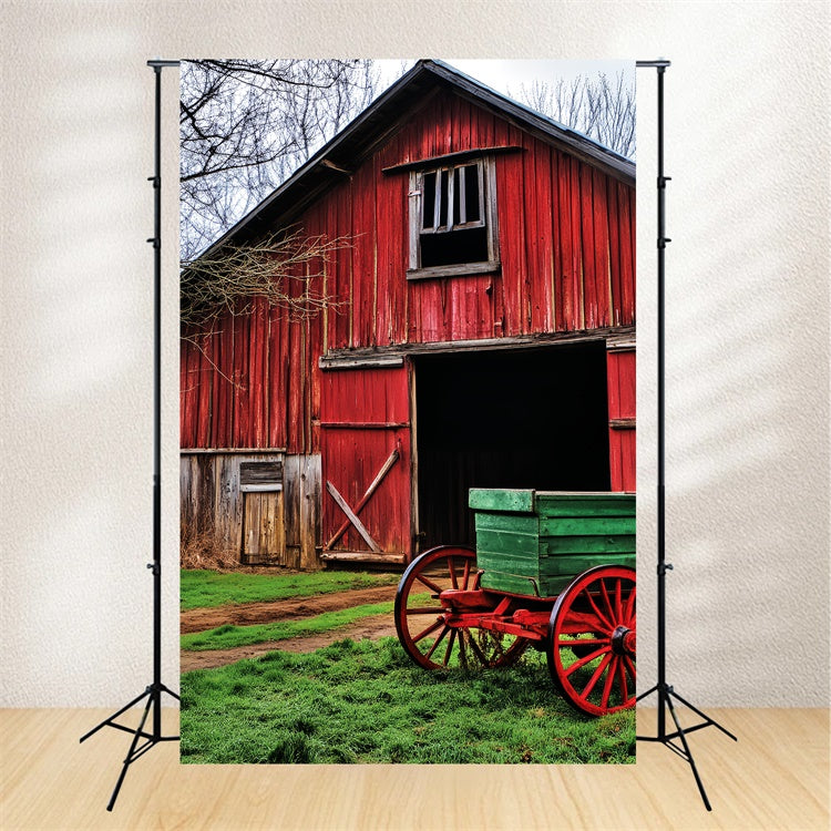 Rustic Barn Backdrop Country Lane Wagon Backdrop LXX57-393