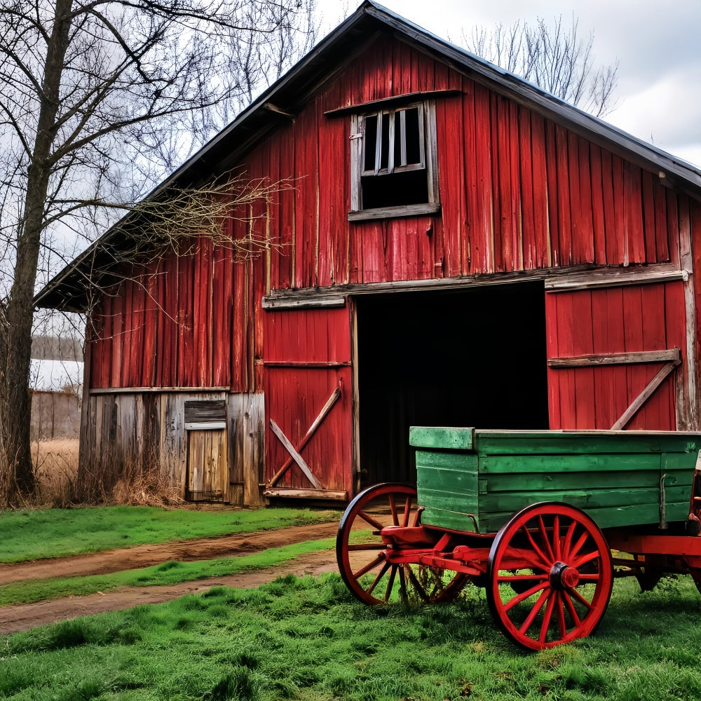 Rustic Barn Backdrop Country Lane Wagon Backdrop LXX57-393