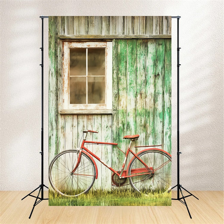 Rustic Barn Backdrop Rustic Wall Bicycle Backdrop LXX57-396