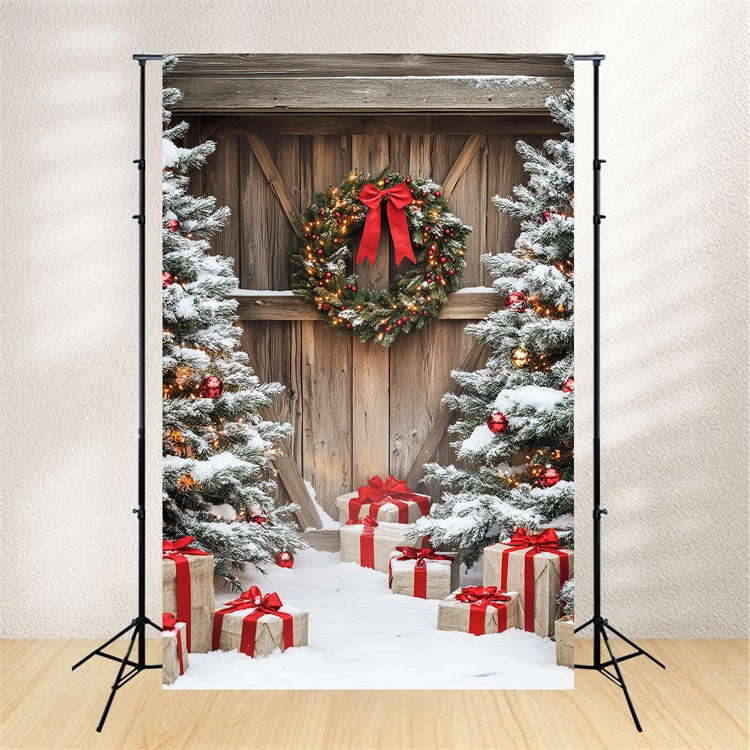 Barn Door Backdrops Rustic Christmas Porch Backdrop LXX57-397
