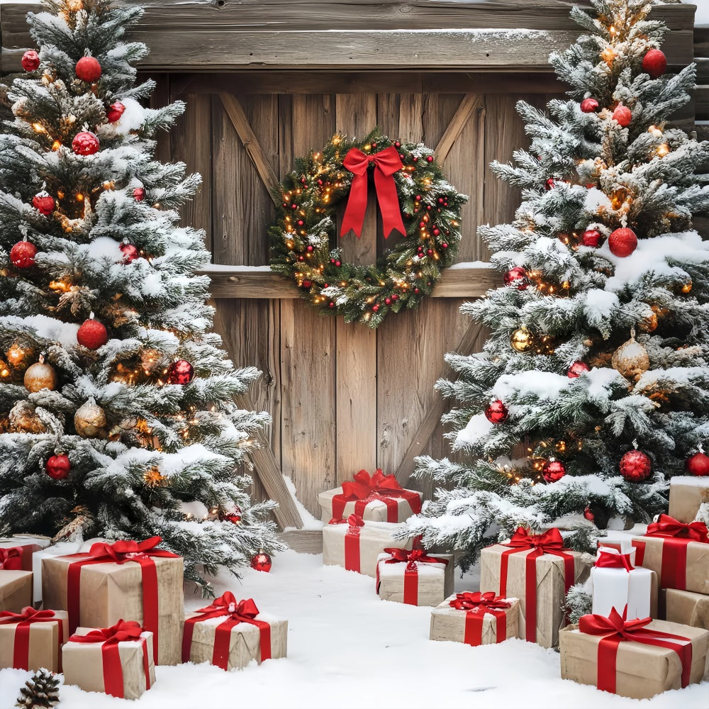 Barn Door Backdrops Rustic Christmas Porch Backdrop LXX57-397