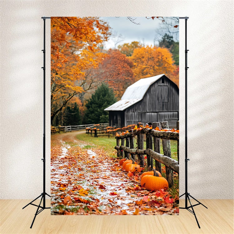 Rustic Barn Backdrop Pumpkin Path Autumn Backdrop LXX57-398