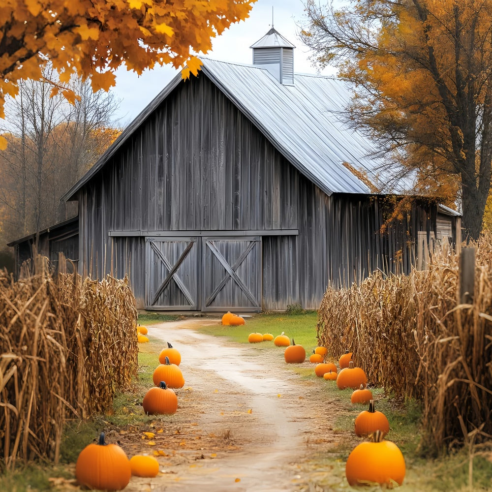 Barn Backdrop Rustic Harvest Trail Fall Backdrop LXX57-399