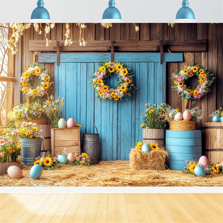 Barn Photo Backdrop Sunflower Barn Easter Backdrop LXX57-407