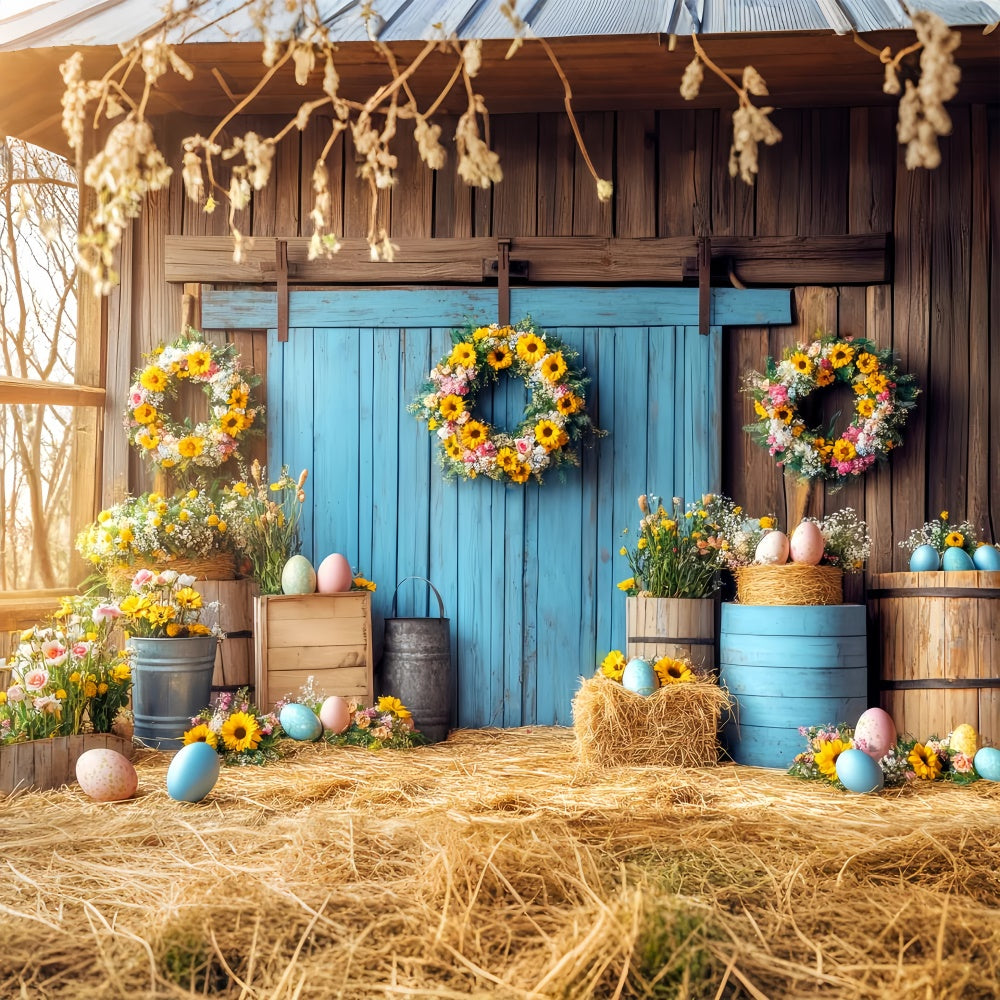 Barn Photo Backdrop Sunflower Barn Easter Backdrop LXX57-407