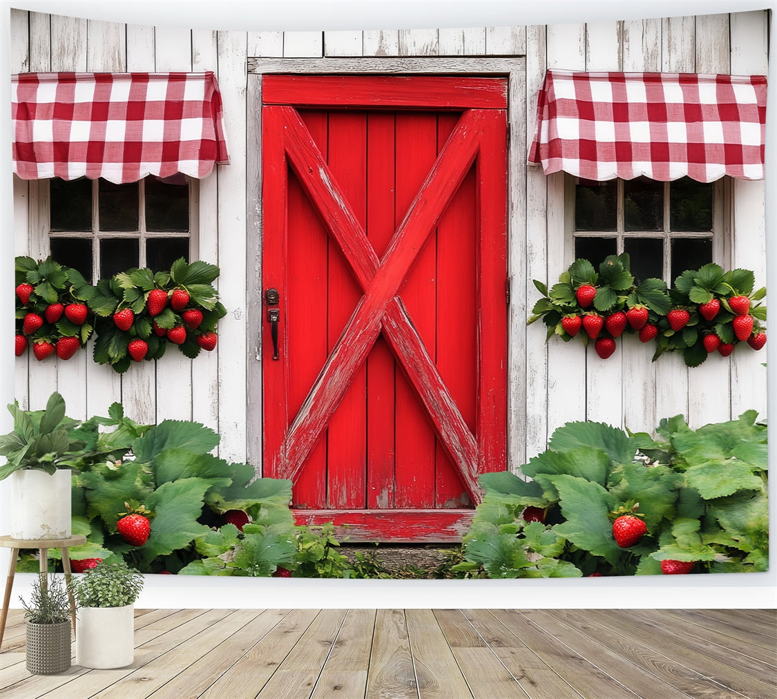 Rustic Barn Backdrop Country Berry Window Backdrop LXX57-408