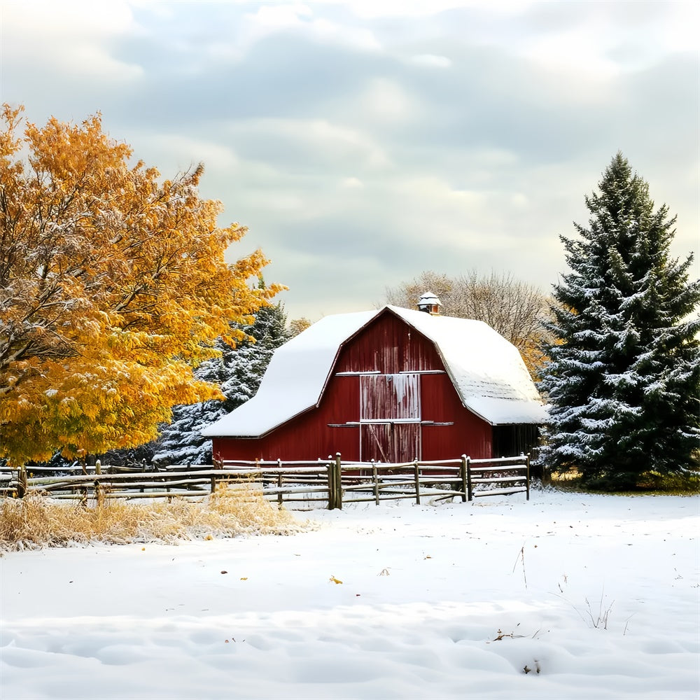 Red Barn Backdrop Winter Harvest Barnyard Backdrop LXX57-409