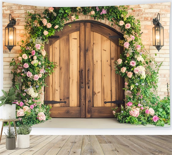 Barn Door Backdrop Garden Archway Floral Backdrop LXX57-410
