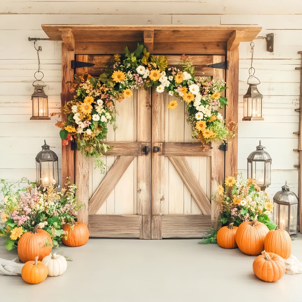 Barn Door Backdrop Cozy Porch Lantern Backdrop LXX57-412