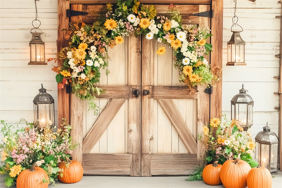 Barn Door Backdrop Cozy Porch Lantern Backdrop LXX57-412