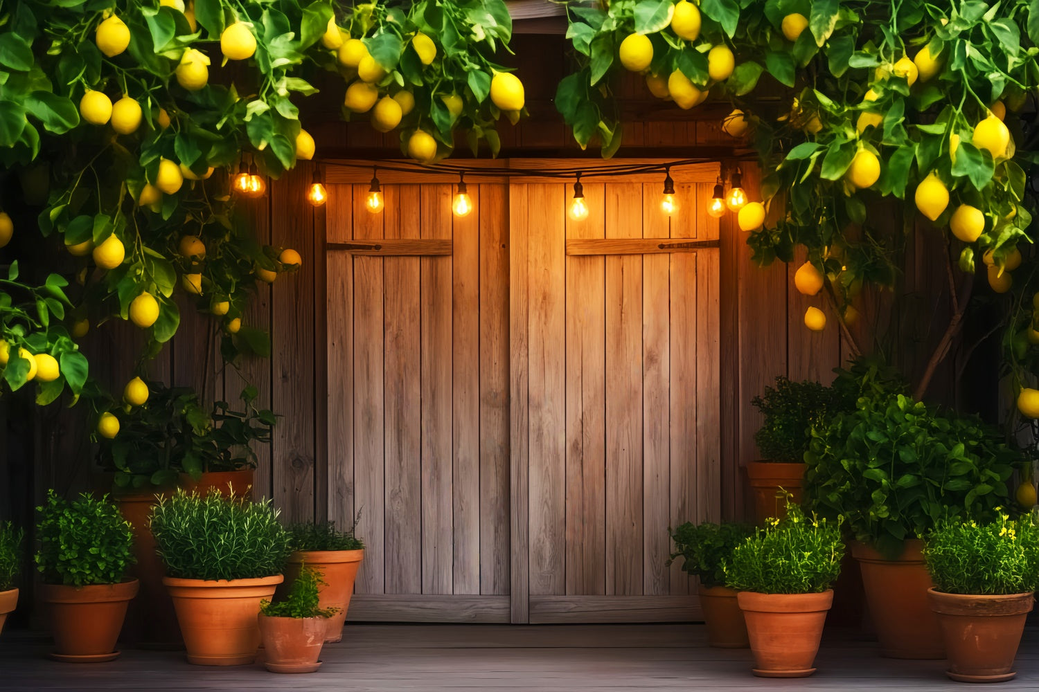 Barn Door Photo Backdrop Lemon Tree Porch Backdrop LXX57-413