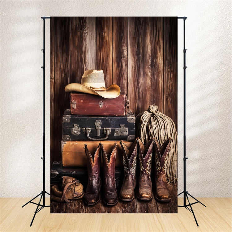 Barn Wood Backdrop Western Cowboy Boot Backdrop LXX57-419