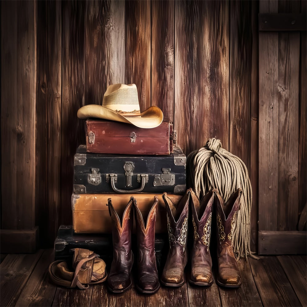 Barn Wood Backdrop Western Cowboy Boot Backdrop LXX57-419