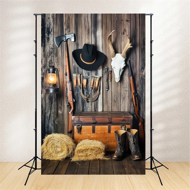 Barn Backdrops Rustic Wall Cowboy Gear Backdrop LXX57-421