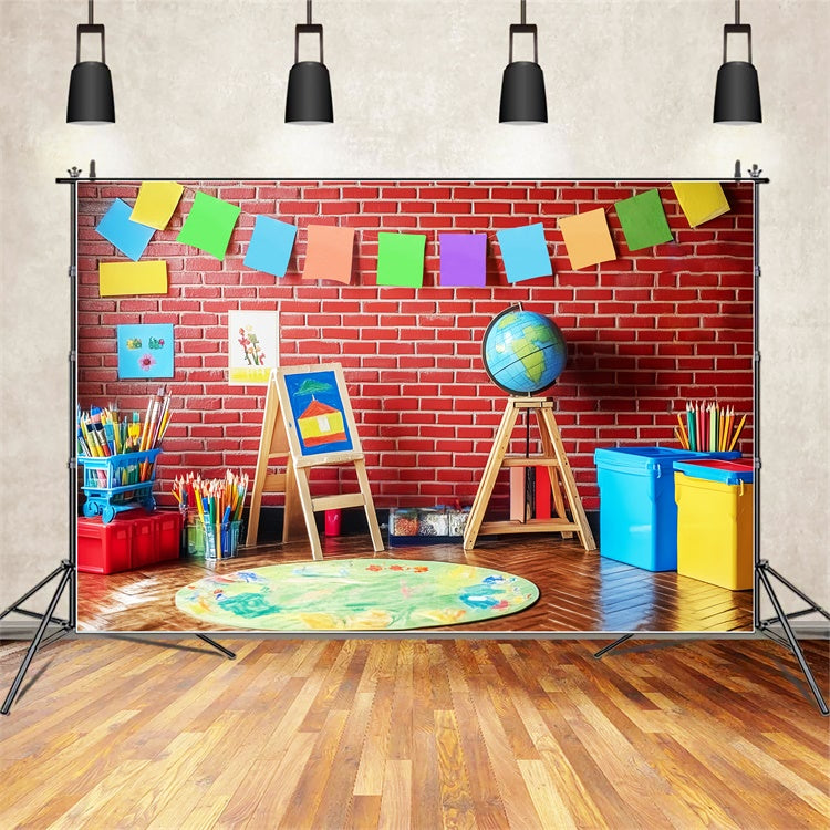 Back To School Photo Backdrop Brick Wall Creativity Backdrop LXX57-43
