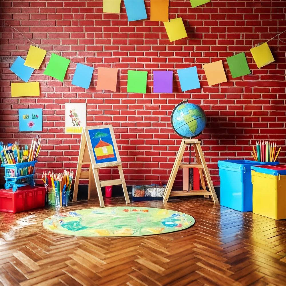 Back To School Photo Backdrop Brick Wall Creativity Backdrop LXX57-43