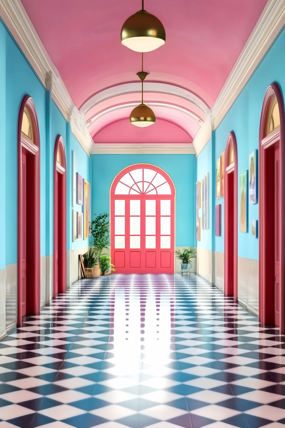 School Picture Backdrop Candy Hallway Classroom Backdrop LXX57-47