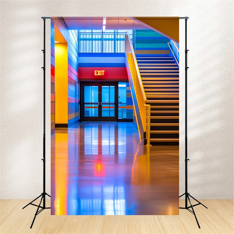 School Picture Backdrop Bright Steps Corridor Backdrop LXX57-49