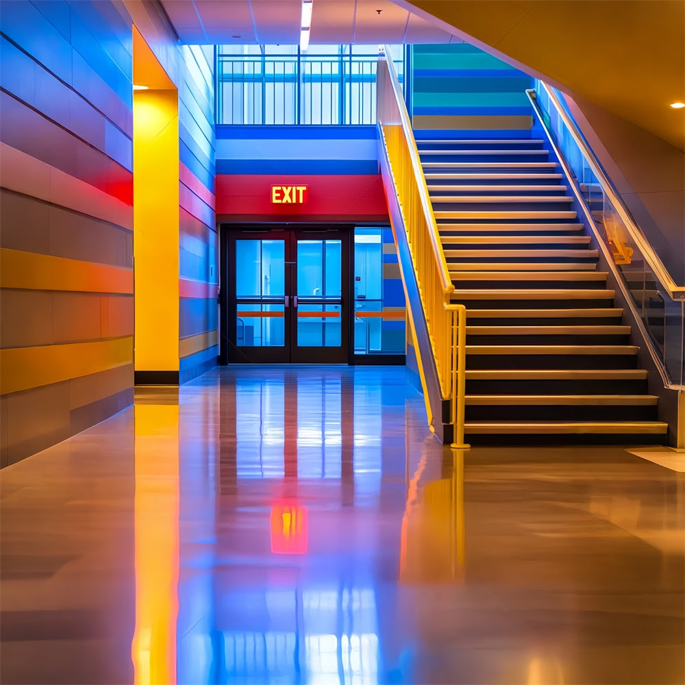 School Picture Backdrop Bright Steps Corridor Backdrop LXX57-49