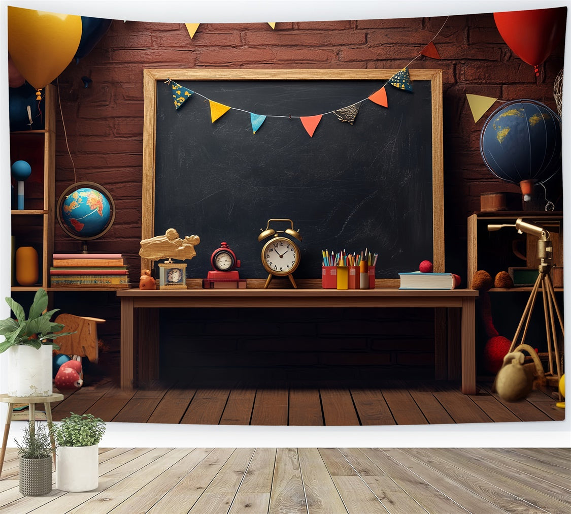 Back To School Photo Backdrop Retro Study Nook Backdrop LXX57-50
