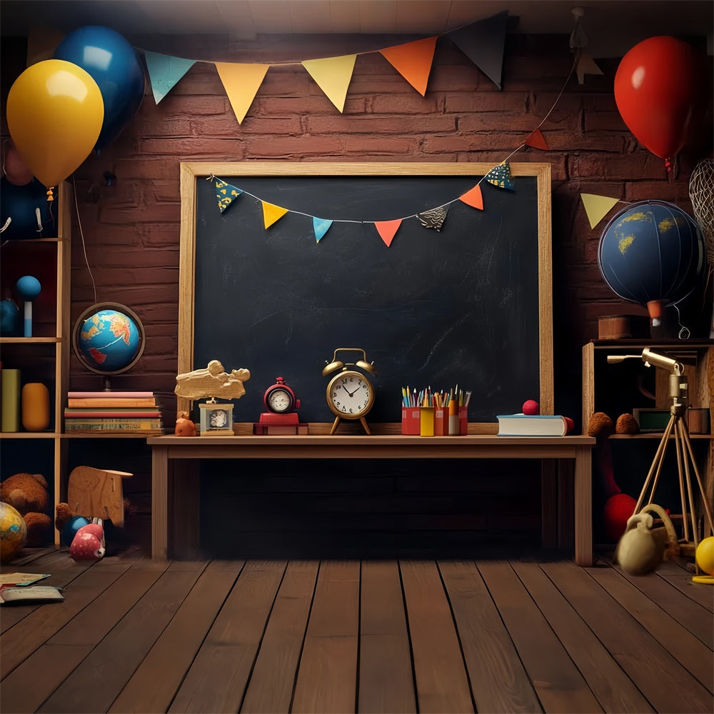 Back To School Photo Backdrop Retro Study Nook Backdrop LXX57-50