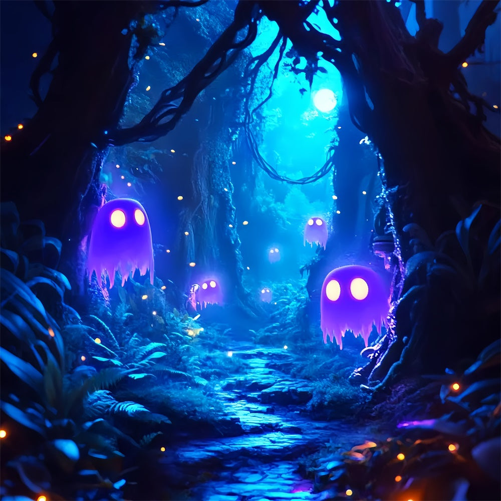 Spooky Halloween Backdrop Moonlit Spirit Pathway Backdrop LXX57-60