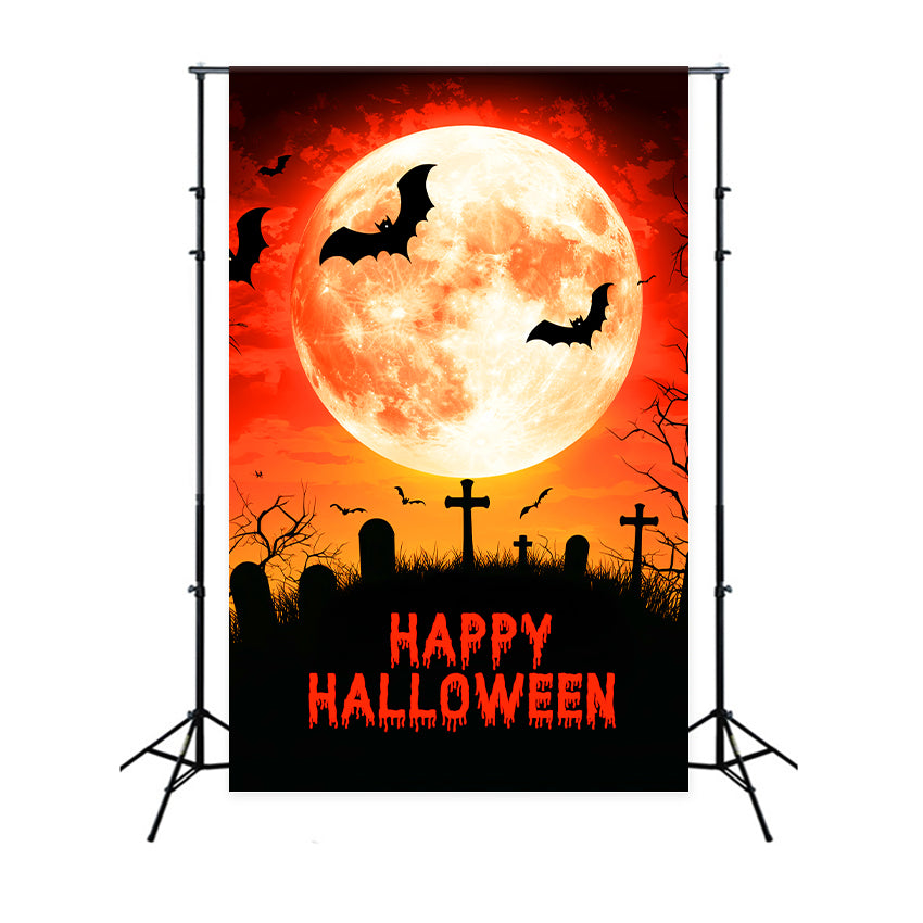 Halloween Moon Backdrop Full Moon Graveyard Backdrop LXX57-63