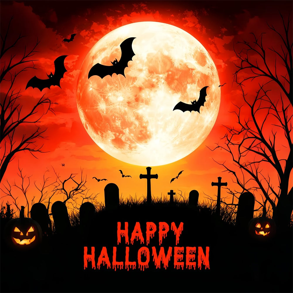 Halloween Moon Backdrop Full Moon Graveyard Backdrop LXX57-63