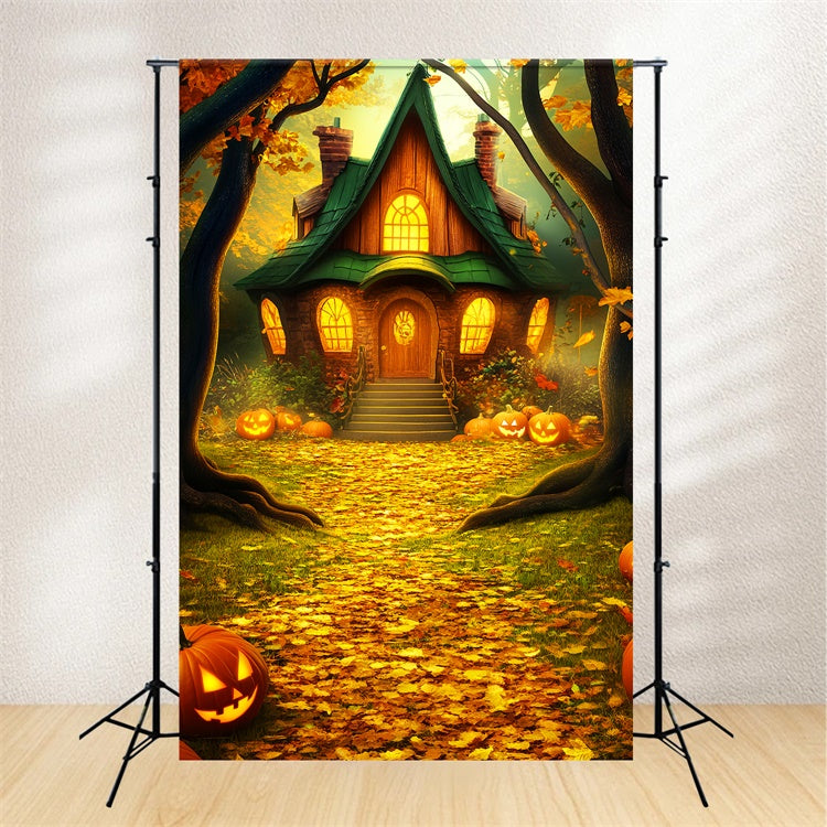 Halloween Backdrop Ideas Enchanted Pumpkin Cottage Backdrop LXX57-64