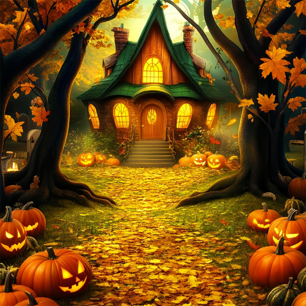 Halloween Backdrop Ideas Enchanted Pumpkin Cottage Backdrop LXX57-64